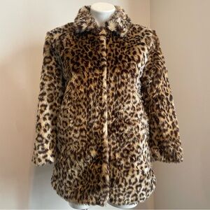 Zara Leopard Print Faux Fur Coat